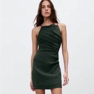 Zara Linen Blend draped asymmetrical dress